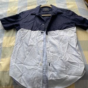 Zara man, dark blue and light, blue button-down short sleeve